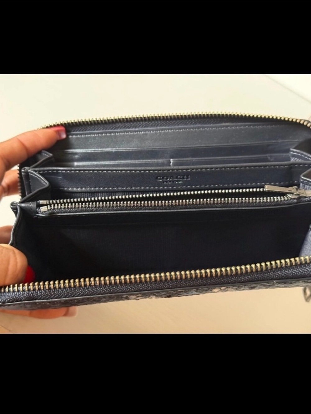 Coach Blue and Black Snake-Print Zip Around Wallet PRISTINE EUC! - Picture 3 of 6